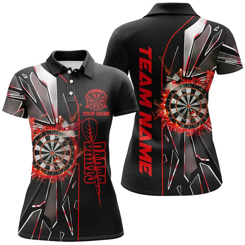 Personalized Red Break Glass 3D Darts Shirts For Women Custom Dart League Shirts Best Darts Jersey TDM2153