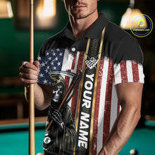 Load image into Gallery viewer, Camo Grim Reaper 8 Ball Billiard Shirt For Men Custom American Flag Pool Team Jersey Polo, 1/4 Zip TDM6246