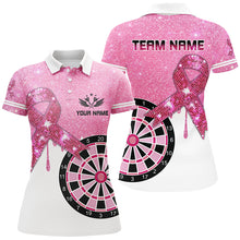 Load image into Gallery viewer, Pink Glitter Ribbon Dartboard Breast Cancer Awareness Darts Shirts For Women Custom Darts Jersey TDM1579