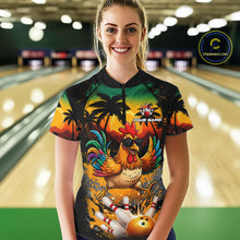 Load image into Gallery viewer, Funny Chicken Sunset Tropical Bowling Jersey For Women Custom Bowling Team Shirts Polo &amp; 1/4 Zip TDM6458