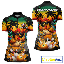 Load image into Gallery viewer, Funny Chicken Sunset Tropical Bowling Jersey For Women Custom Bowling Team Shirts Polo &amp; 1/4 Zip TDM6458