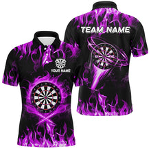 Load image into Gallery viewer, Purple 3D Printed Fire Flame Darts Shirts For Men Custom Lightning Darts League Team Jerseys TDM2662