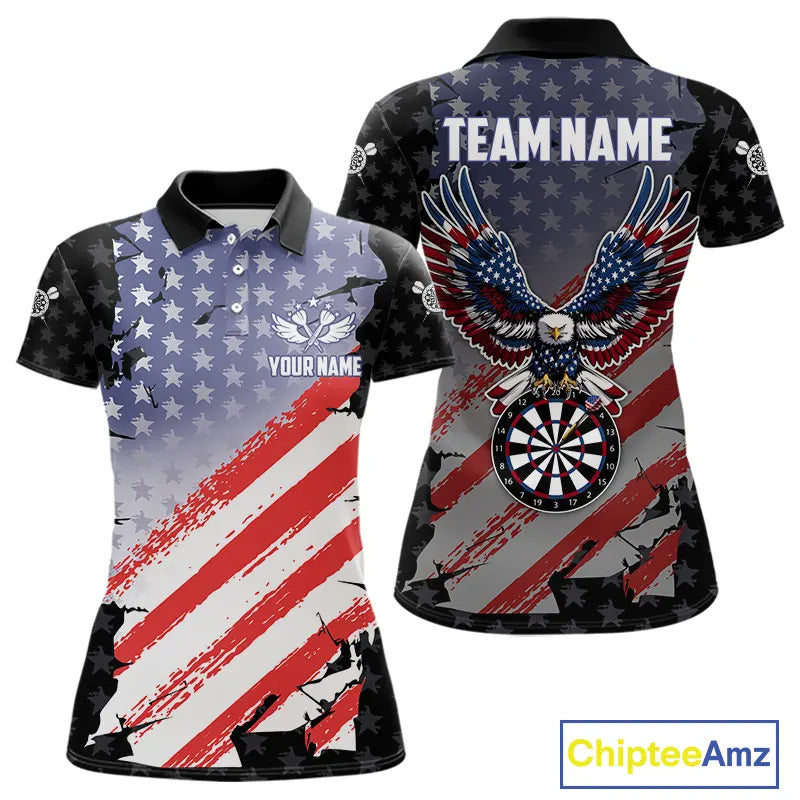 Personalized American Flag Eagle Darts Shirt For Women Custom Patriotic Darts Team Jersey Team  TDM5149