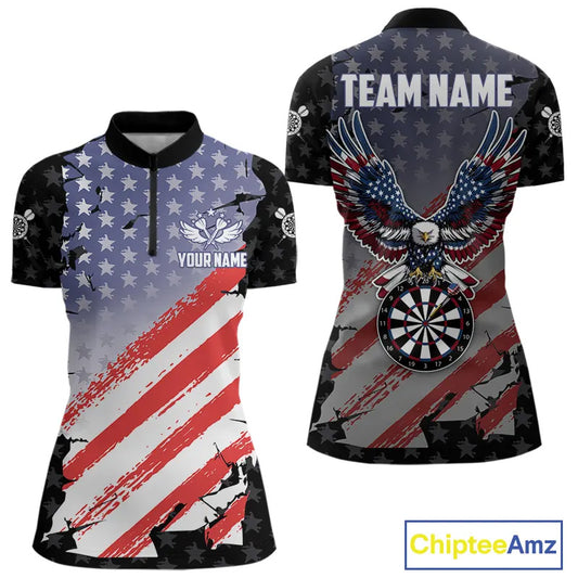 Personalized American Flag Eagle Darts Shirt For Women Custom Patriotic Darts Team Jersey Team  TDM5149