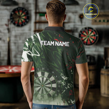 Load image into Gallery viewer, Green Geometric Darts Shirt With Pocket Option Custom Men's Darts Jersey TDM5361