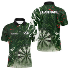 Load image into Gallery viewer, Green Geometric Darts Shirt With Pocket Option Custom Men's Darts Jersey TDM5361