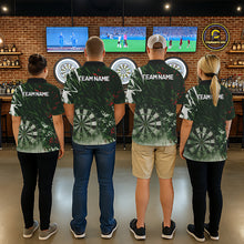 Load image into Gallery viewer, Green Geometric Darts Shirt With Pocket Option Custom Men's Darts Jersey TDM5361