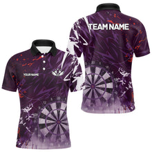 Load image into Gallery viewer, Purple Geometric Darts Shirt With Pocket Option Custom Men's Darts Jersey TDM5362