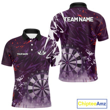 Load image into Gallery viewer, Purple Geometric Darts Shirt With Pocket Option Custom Men's Darts Jersey TDM5362