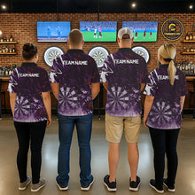 Load image into Gallery viewer, Purple Geometric Darts Shirt With Pocket Option Custom Men's Darts Jersey TDM5362