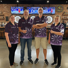 Load image into Gallery viewer, Purple Geometric Darts Shirt With Pocket Option Custom Men's Darts Jersey TDM5362