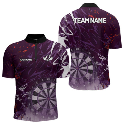 Purple Geometric Darts Shirt With Pocket Option Custom Men's Darts Jersey TDM5362