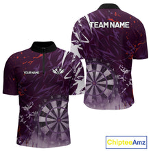 Load image into Gallery viewer, Purple Geometric Darts Shirt With Pocket Option Custom Men's Darts Jersey TDM5362
