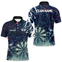 Load image into Gallery viewer, Blue Geometric Darts Shirt With Pocket Option Custom Men's Darts Jersey TDM5363