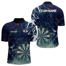 Load image into Gallery viewer, Blue Geometric Darts Shirt With Pocket Option Custom Men's Darts Jersey TDM5363