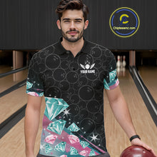Load image into Gallery viewer, Funny Pink And Turquoise Diamonds Bowling Shirt For Men Custom Bowling Team Jersey TDM5860