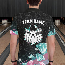 Load image into Gallery viewer, Funny Pink And Turquoise Diamonds Bowling Shirt For Men Custom Bowling Team Jersey TDM5860