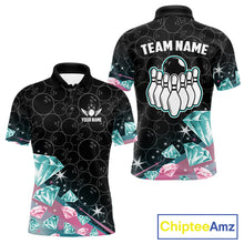 Load image into Gallery viewer, Funny Pink And Turquoise Diamonds Bowling Shirt For Men Custom Bowling Team Jersey TDM5860