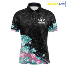Load image into Gallery viewer, Funny Pink And Turquoise Diamonds Bowling Shirt For Men Custom Bowling Team Jersey TDM5860
