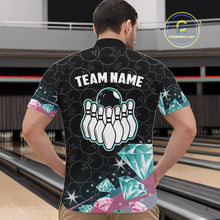 Load image into Gallery viewer, Funny Pink And Turquoise Diamonds Bowling Shirt For Men Custom Bowling Team Jersey TDM5860
