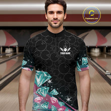 Load image into Gallery viewer, Funny Pink And Turquoise Diamonds Bowling Shirt For Men Custom Bowling Team Jersey TDM5860