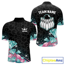 Load image into Gallery viewer, Funny Pink And Turquoise Diamonds Bowling Shirt For Men Custom Bowling Team Jersey TDM5860