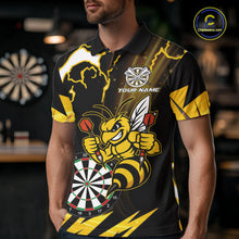 Load image into Gallery viewer, Yellow Black Funny Bee Thunder Lightning Darts Shirt For Men Custom Dart Team Jersey Polo, 1/4 Zip TDM6015