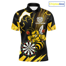 Load image into Gallery viewer, Yellow Black Funny Bee Thunder Lightning Darts Shirt For Men Custom Dart Team Jersey Polo, 1/4 Zip TDM6015
