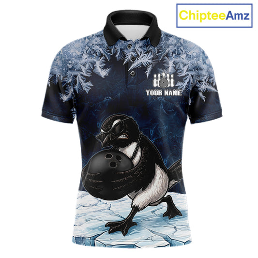 Funny Great Auk Icy Bowling Ball Shirts For Men Custom Snowflake Bowling Jersey, Gift For Bowlers NYN3172