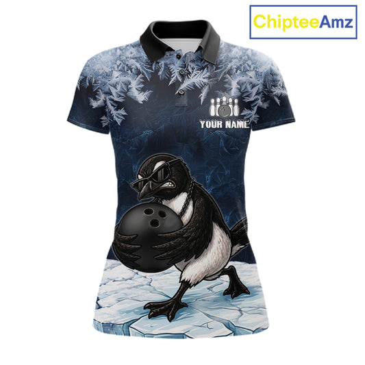Funny Great Auk Icy Bowling Ball Shirts For Women Custom Snowflake Bowling Jersey, Gift For Bowlers NYN3172