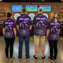 Load image into Gallery viewer, Purple Grim Reaper Skull Thunder Lightning Darts Shirt For Men Custom Darts Jersey Polo &amp; 1/4 Zip TDM6468
