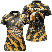 Load image into Gallery viewer, Personalized Grunge Yellow Dartboard Skeleton Darts Shirts For Women Custom Cool Darts Team Jerseys TDM1960