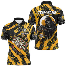 Load image into Gallery viewer, Personalized Grunge Yellow Dartboard Skeleton Darts Shirts For Men Custom Cool Darts Team Jerseys TDM1960
