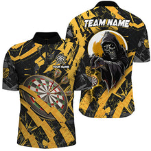 Load image into Gallery viewer, Personalized Grunge Yellow Dartboard Skeleton Darts Shirts For Men Custom Cool Darts Team Jerseys TDM1960