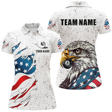 Load image into Gallery viewer, White Grunge Eagle American Flag Custom Billiard Shirts For Women, Patriotic Billiard Team Shirts TDM2445