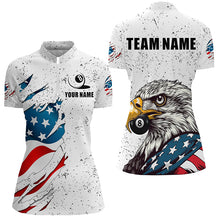 Load image into Gallery viewer, White Grunge Eagle American Flag Custom Billiard Shirts For Women, Patriotic Billiard Team Shirts TDM2445