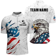 Load image into Gallery viewer, White Grunge Eagle American Flag Custom Billiard Shirts For Men, Patriotic Billiard Team Shirts TDM2445