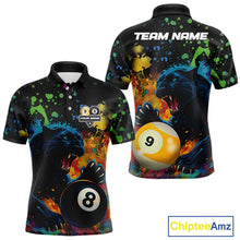 Load image into Gallery viewer, Colorful Splash Panther 8 Ball &amp; 9 Ball Billiard Shirt For Men Custom Funny Pool Team Jersey TDM5381