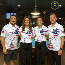 Load image into Gallery viewer, American Flag 8 Ball Billiard Jersey For Men Custom Patriotic Billiard Shirt Team Polo &amp; 1/4 Zip TDM5383