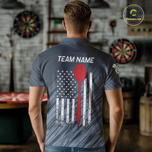 Load image into Gallery viewer, American Flag Grey Grunge Darts Shirt For Men Custom Patriotic Darts Jersey Team Polo &amp; 1/4 Zip TDM5385