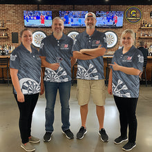 Load image into Gallery viewer, American Flag Grey Grunge Darts Shirt For Men Custom Patriotic Darts Jersey Team Polo &amp; 1/4 Zip TDM5385