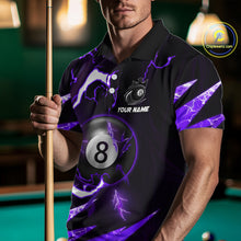 Load image into Gallery viewer, Personalized Purple 8 Ball Pool Billiard Shirts For Men Custom Thunder Lightning Pool Jerseys TDM5878
