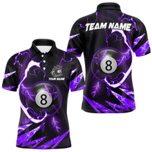 Load image into Gallery viewer, Personalized Purple 8 Ball Pool Billiard Shirts For Men Custom Thunder Lightning Pool Jerseys TDM5878