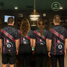 Load image into Gallery viewer, Black And Red 8 Ball Break Glass Billiard Shirt For Women Custom Pool Team Jersey Polo &amp; 1/4 Zip TDM6253