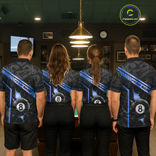 Load image into Gallery viewer, Black And Blue 8 Ball Break Glass Billiard Shirt For Women Custom Pool Team Jersey Polo &amp; 1/4 Zip TDM6254