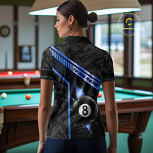 Load image into Gallery viewer, Black And Blue 8 Ball Break Glass Billiard Shirt For Women Custom Pool Team Jersey Polo &amp; 1/4 Zip TDM6254
