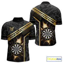 Load image into Gallery viewer, Black And Gold Break Glass Darts Shirt For Men Custom Darts Jersey Team Polo &amp; Quarter Zip Shirt TDM6255