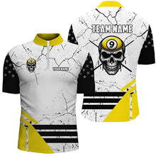 Load image into Gallery viewer, Funny Skull 9 Ball Grunge Crack Custom Billiard Shirts For Men, 9 Ball Team Shirts Pool Jerseys TDM2451