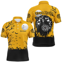 Load image into Gallery viewer, Personalized Halloween Darts Shirts For Men, Funny Death Skeleton Orange Black Darts Jerseys TDM2453