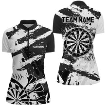 Load image into Gallery viewer, Grunge Black White Darts Polo &amp; Quarter- Zip Custom Darts Shirts For Women Darts Team Jerseys TDM2454